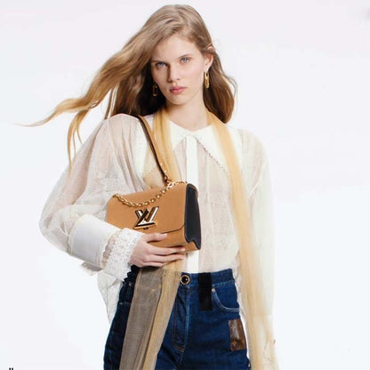 Louis Vuitton LV Women Twist MM Camel Light Brown Epi Grained Cowhide Leather