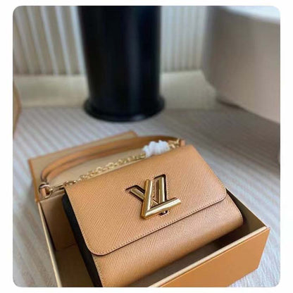 Louis Vuitton LV Women Twist MM Camel Light Brown Epi Grained Cowhide Leather