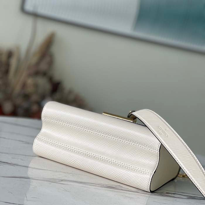 Louis Vuitton LV Women Twist MM Chain Bag White Epi Grained Cowhide Leather