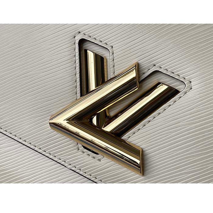 Louis Vuitton LV Women Twist MM Chain Bag White Epi Grained Cowhide Leather