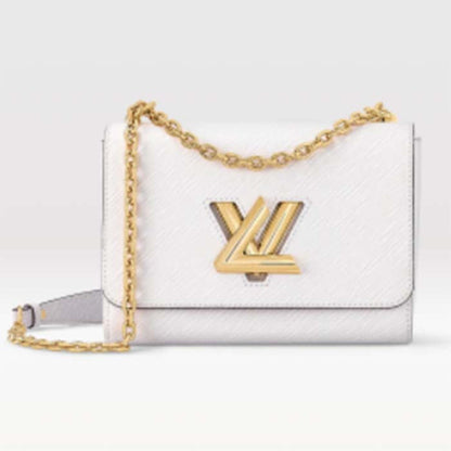 Louis Vuitton LV Women Twist MM Chain Bag White Epi Grained Cowhide Leather
