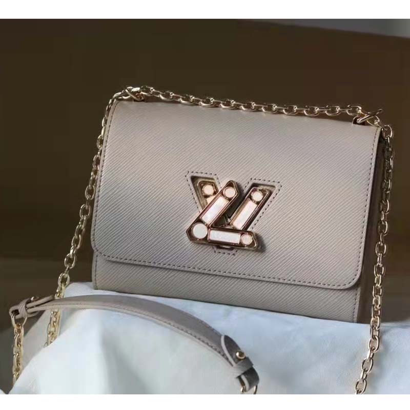 Louis Vuitton LV Women Twist MM Handback Gris Cloudy Epi Cowhide Leather