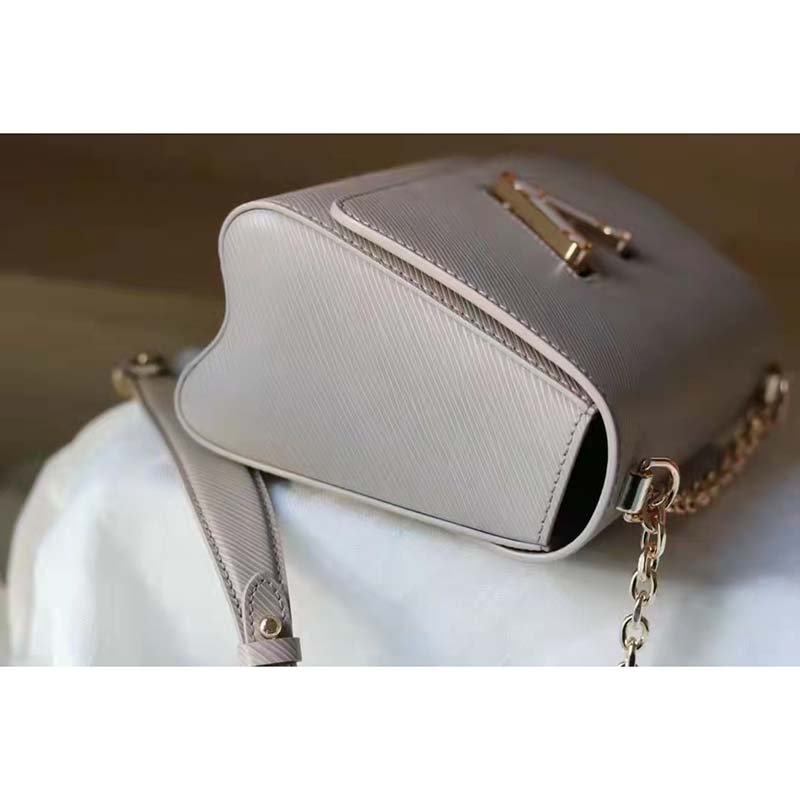 Louis Vuitton LV Women Twist MM Handback Gris Cloudy Epi Cowhide Leather