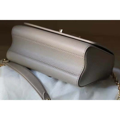 Louis Vuitton LV Women Twist MM Handback Gris Cloudy Epi Cowhide Leather