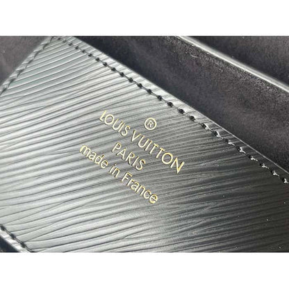 Louis Vuitton LV Women Twist MM Handbag Black Epi Grained Leather Monogram Flower