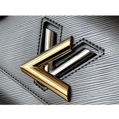 Louis Vuitton LV Women Twist MM Handbag Black Epi Grained Smooth Cowhide Leather