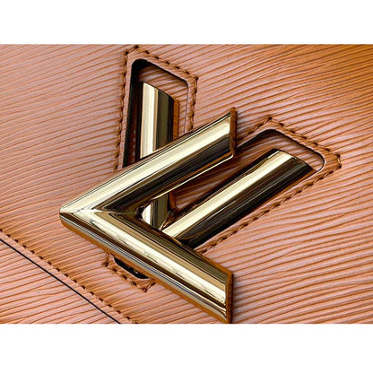 Louis Vuitton LV Women Twist MM Handbag Brown Epi Grained Cowhide Leather