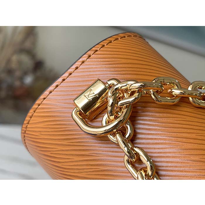Louis Vuitton LV Women Twist MM Handbag Brown Epi Grained Cowhide Leather