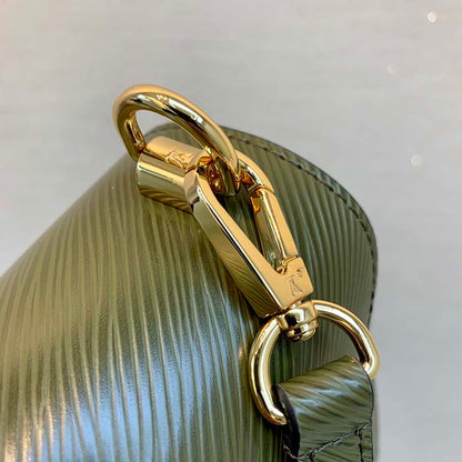 Louis Vuitton LV Women Twist MM Handbag Kaki Quartz White Epi Grained Cowhide