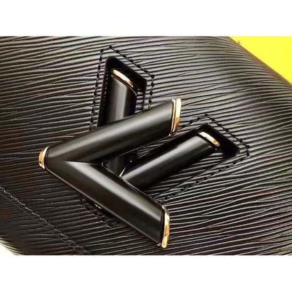 Louis Vuitton LV Women Twist MM Handbag M57517 in Grained Epi Calfskin-Black