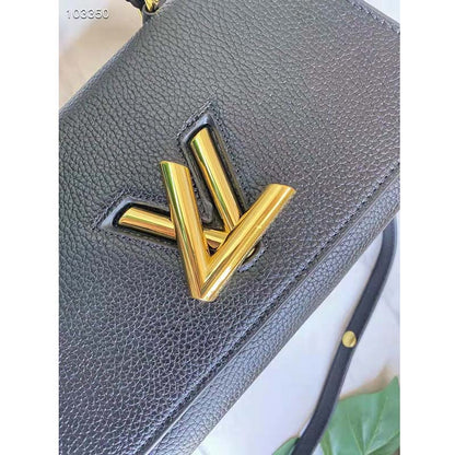 Louis Vuitton LV Women Twist One Handle PM Handbag Black Taurillon Cowhide