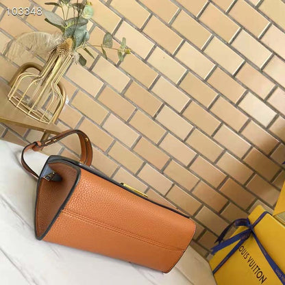 Louis Vuitton LV Women Twist One Handle PM Handbag Brown Taurillon Cowhide