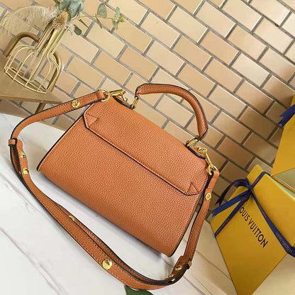 Louis Vuitton LV Women Twist One Handle PM Handbag Brown Taurillon Cowhide