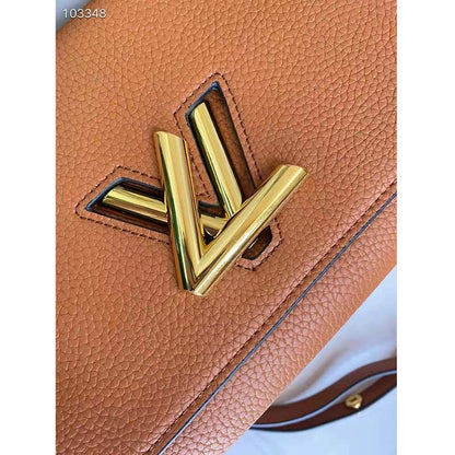 Louis Vuitton LV Women Twist One Handle PM Handbag Brown Taurillon Cowhide
