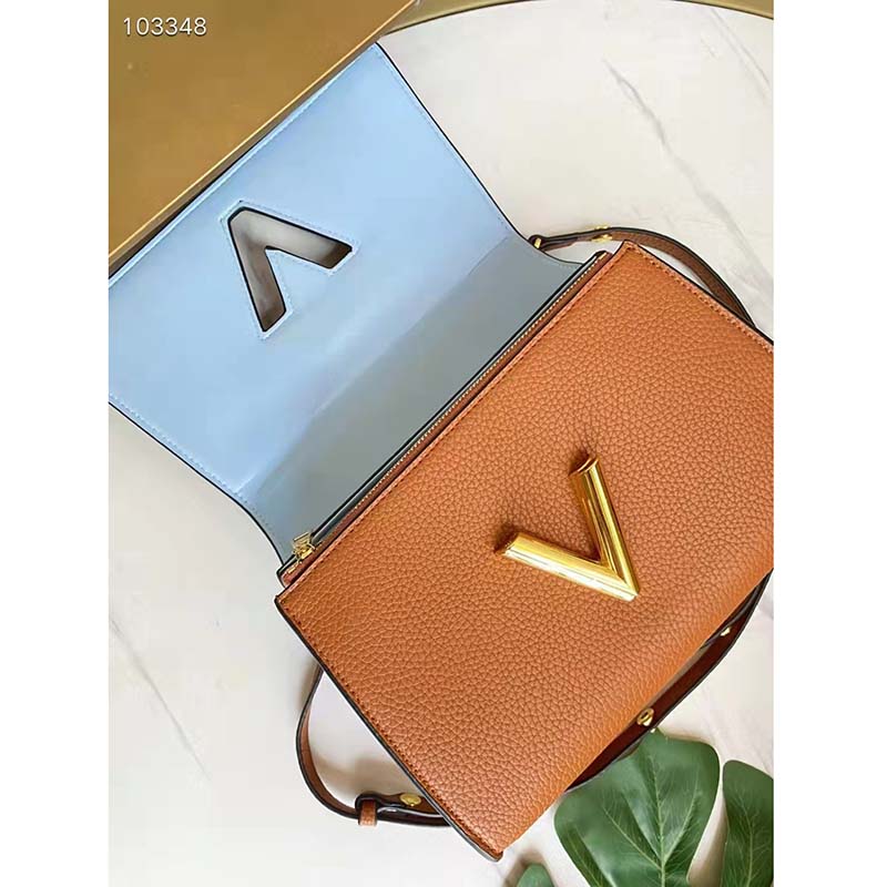 Louis Vuitton LV Women Twist One Handle PM Handbag Brown Taurillon Cowhide