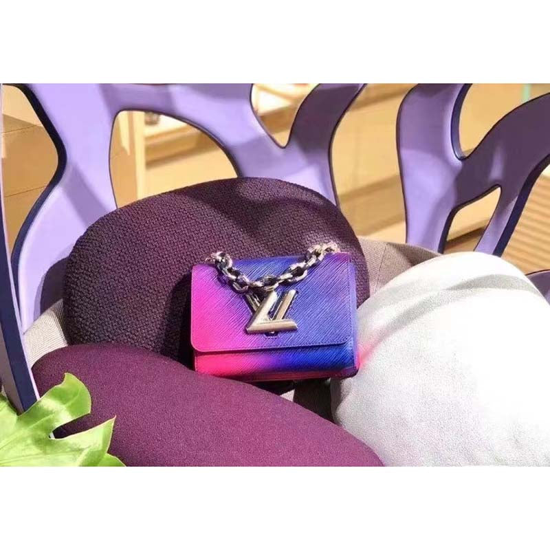 Louis Vuitton LV Women Twist PM Handbag Blue Epi Grained Cowhide Leather