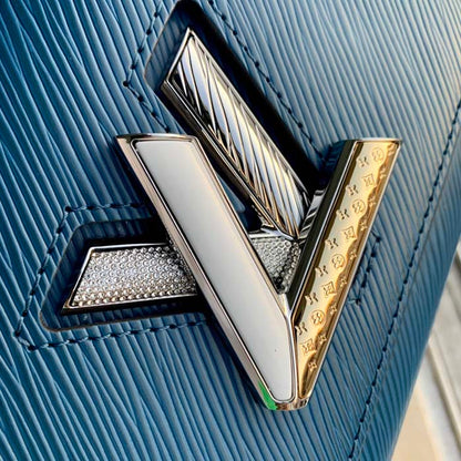 Louis Vuitton LV Women Twist PM Handbag Toledo Blue Epi Grained Cowhide