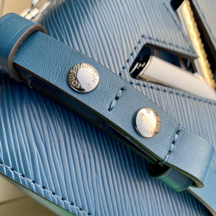 Louis Vuitton LV Women Twist PM Handbag Toledo Blue Epi Grained Cowhide