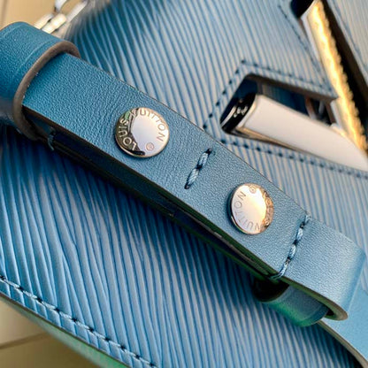 Louis Vuitton LV Women Twist PM Handbag Toledo Blue Epi Grained Cowhide