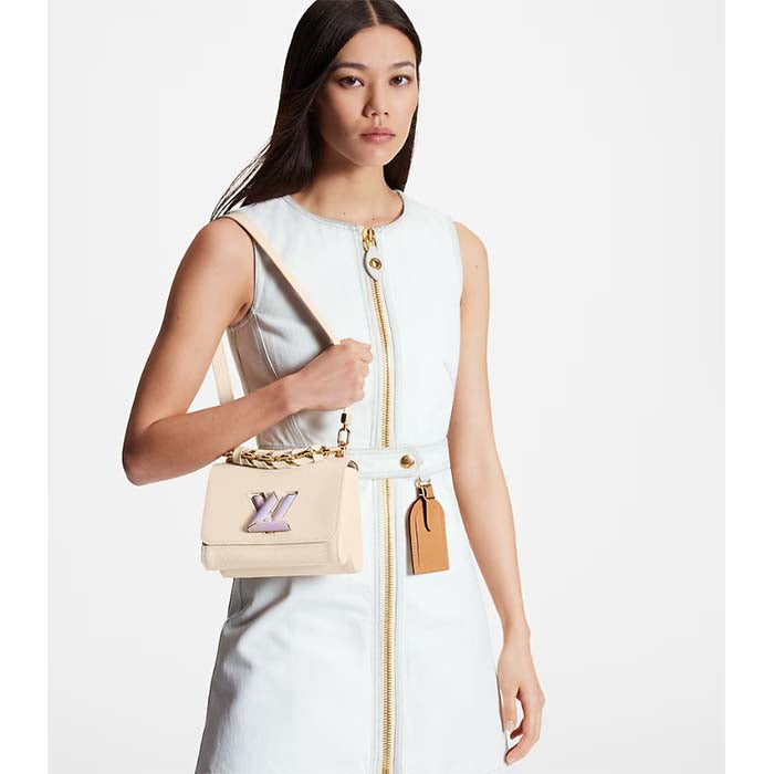 Louis Vuitton LV Women Twist PM Quartz White Epi Grained Cowhide Leather