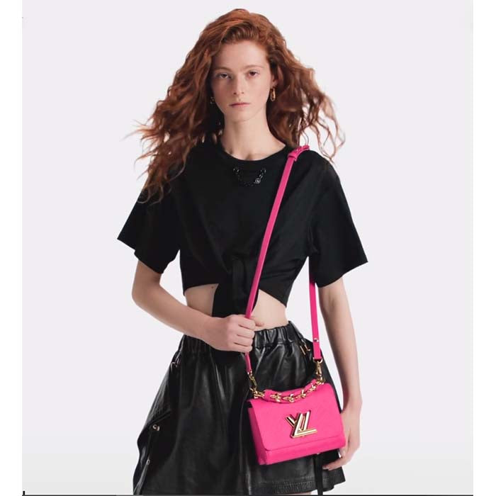 Louis Vuitton LV Women Twist PM Rose Miami Pink Epi Grained Cowhide Leather
