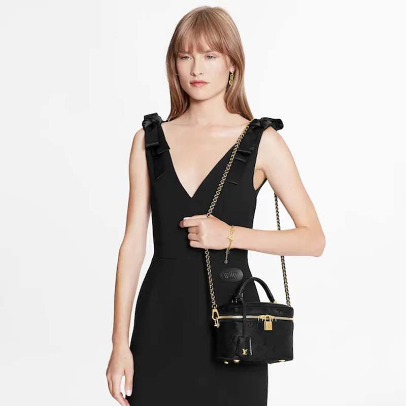 Louis Vuitton LV Women Vanity PM Handbag Black Monogram-Embossed Lambskin