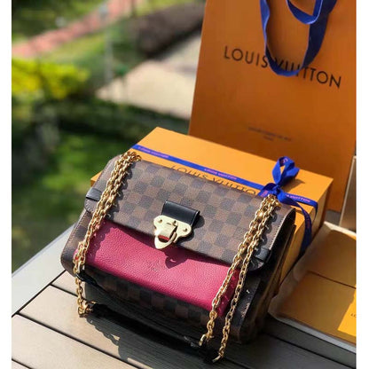 Louis Vuitton LV Women Vavin PM Wallet in Damier Ebene Coated Canvas-Brown