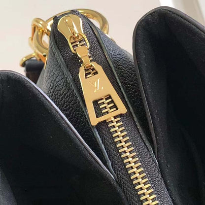Louis Vuitton LV Women Vendôme MM Black Cowhide Leather Monogram Coated Canvas