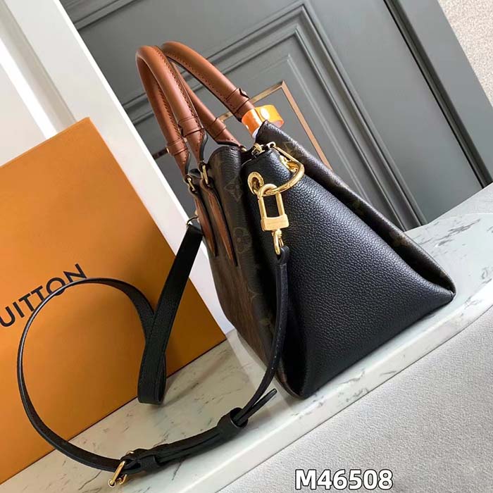 Louis Vuitton LV Women Vendôme MM Black Cowhide Leather Monogram Coated Canvas