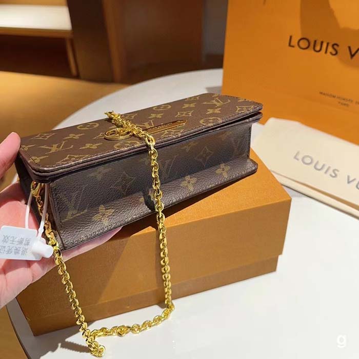 Louis Vuitton LV Women Wallet On Chain Lily Monogram Coated Canvas Flap Closure