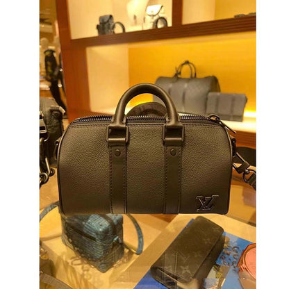 Louis Vuitton Unisex Keepall XS Black Aerogram Cowhide Leather Double Zipped Closure
