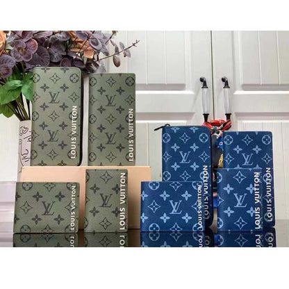 Louis Vuitton LV Unisex Zippy Vertical Wallet Atlantic Blue Monogram Coated Canvas
