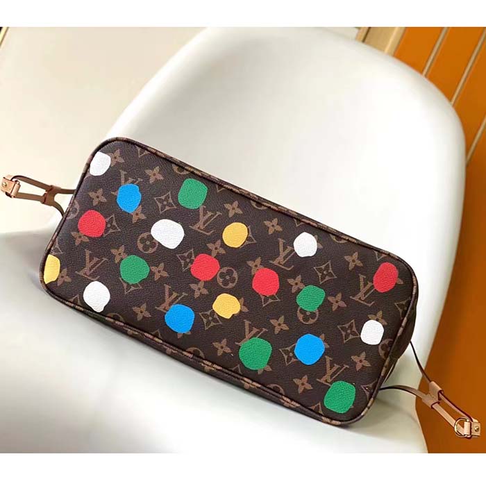 Louis Vuitton Unisex LVxYK Neverfull MM Tote Monogram Coated Canvas 3D Painted Dots Print
