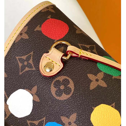 Louis Vuitton Unisex LVxYK Neverfull MM Tote Monogram Coated Canvas 3D Painted Dots Print