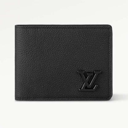 Louis Vuitton Unisex Multiple Wallet Black Grained Cowhide Leather Textile Lining