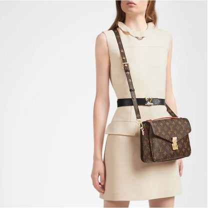 Louis Vuitton Unisex Pochette Métis Bag Monogram Coated Canvas Natural Cowhide