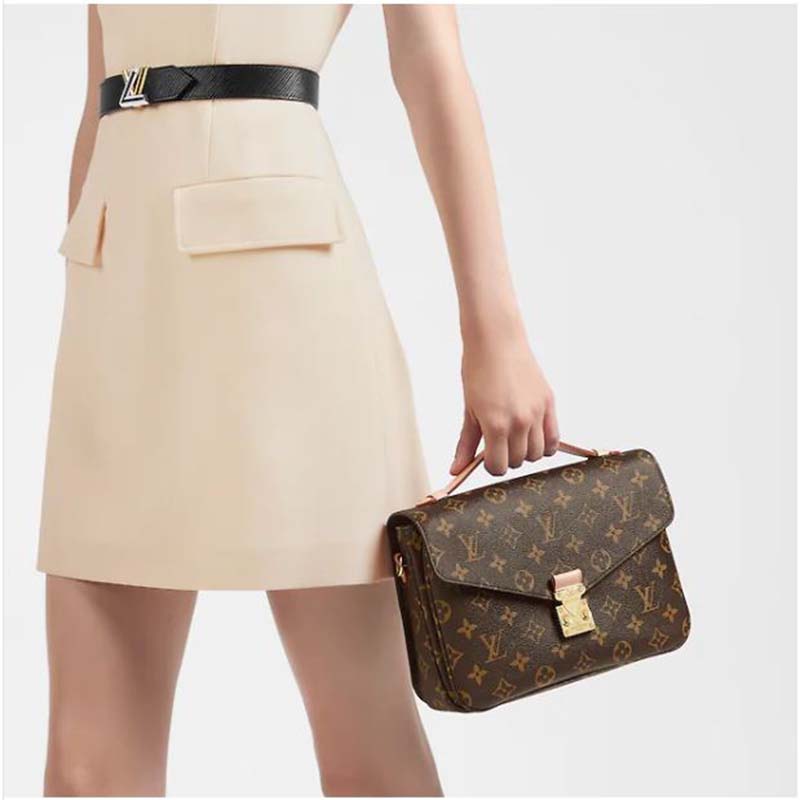 Louis Vuitton Unisex Pochette Métis Bag Monogram Coated Canvas Natural Cowhide