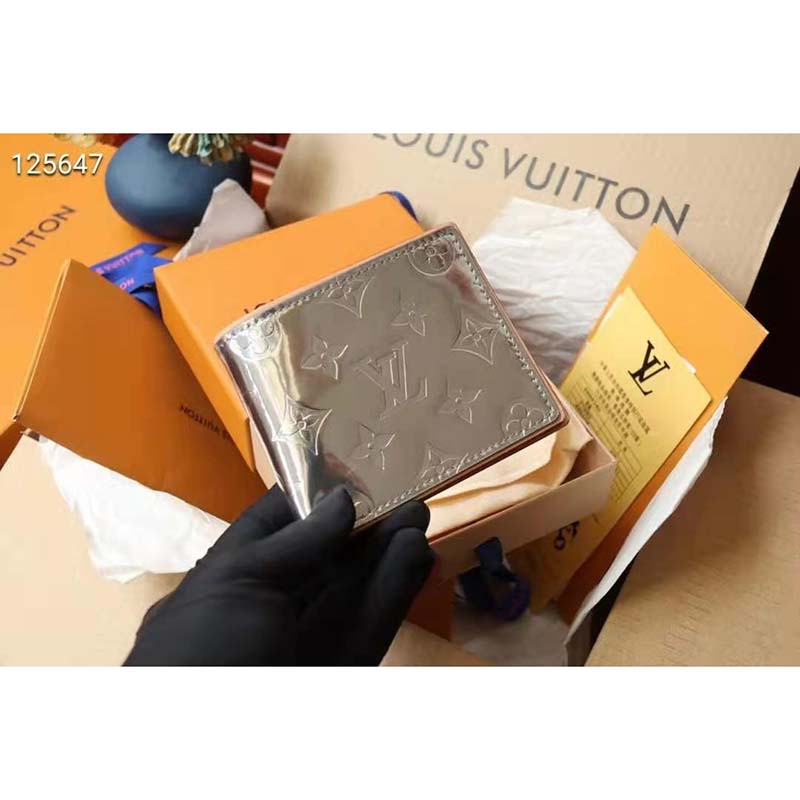 Louis Vuitton Unisex Slender Wallet Monogram Mirror Coated Canvas Monogram Flowers LVs