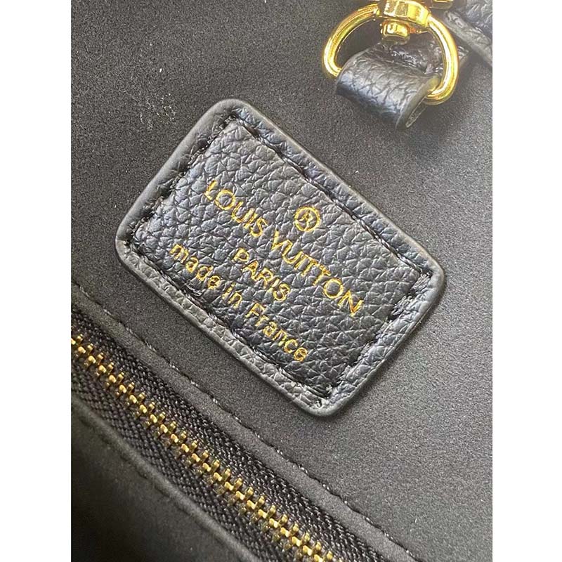 Louis Vuitton Women LV Neverfull MM Carryall Tote Bag Black Printed Embossed Grained Cowhide