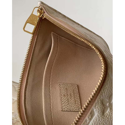 Louis Vuitton Women LV Neverfull MM Carryall Tote Beige Sprayed Embossed Grained Cowhide