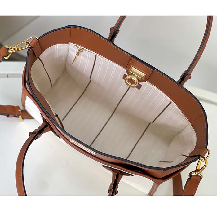 Louis Vuitton Women LV On My Side MM Tan Canvas Smooth Cowhide Leather