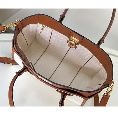 Louis Vuitton Women LV On My Side MM Tan Canvas Smooth Cowhide Leather