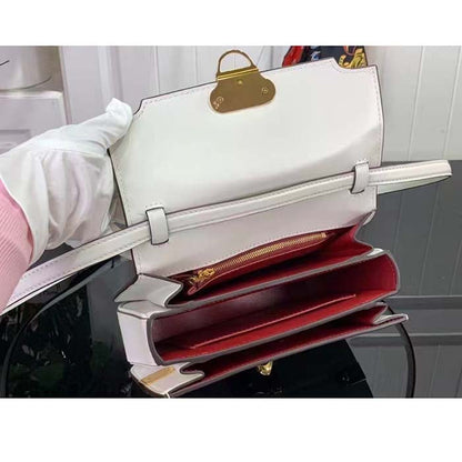 Louis Vuitton Women LV Orsay MM Handbag White Cowhide Leather Flap Closure N-Lock