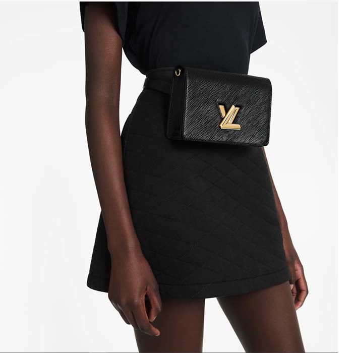 Louis Vuitton Women LV Twist Belt Chain Pouch Black Epi Grained Cowhide Leather
