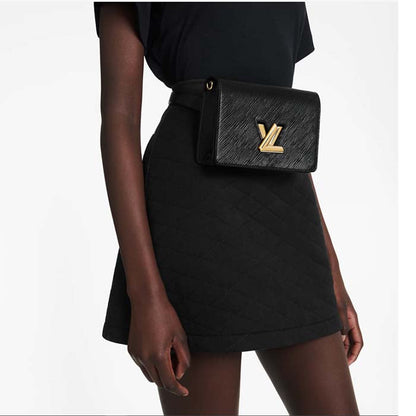 Louis Vuitton Women LV Twist Belt Chain Pouch Black Epi Grained Cowhide Leather
