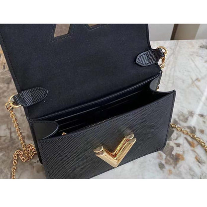 Louis Vuitton Women LV Twist Belt Chain Pouch Black Epi Grained Cowhide Leather