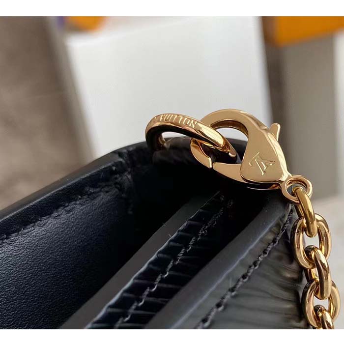Louis Vuitton Women LV Twist Belt Chain Pouch Black Epi Grained Cowhide Leather