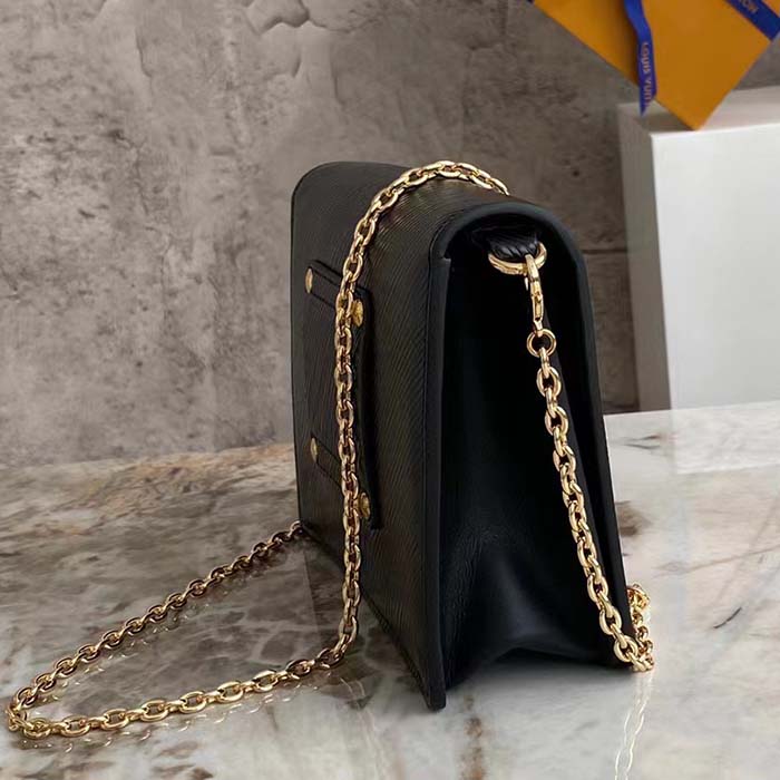 Louis Vuitton Women LV Twist Belt Chain Pouch Black Epi Grained Cowhide Leather