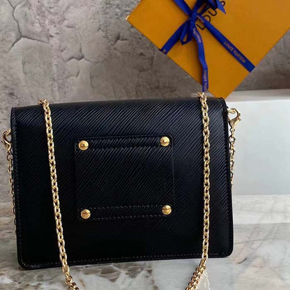 Louis Vuitton Women LV Twist Belt Chain Pouch Black Epi Grained Cowhide Leather
