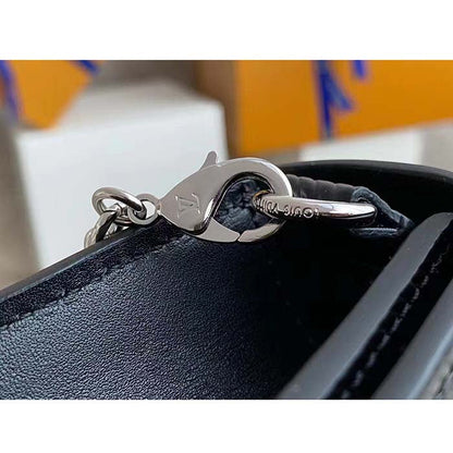 Louis Vuitton Women LV Twist Belt Chain Pouch Black Silver Epi Grained Cowhide Leather